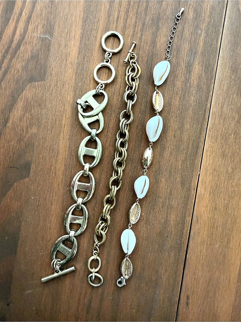 Gold Chain Link Bracelets Set of 3